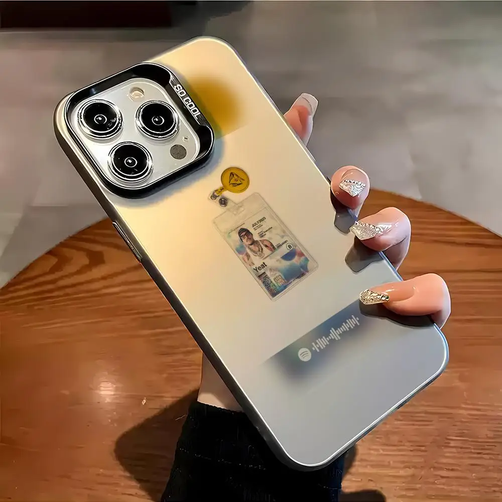 حافظة هاتف Y-Yeat لهاتف آيفون 15 16 17 Plus X XR XSMAX غطاء مقاوم للصدمات متدرج بالليزر غير لامع