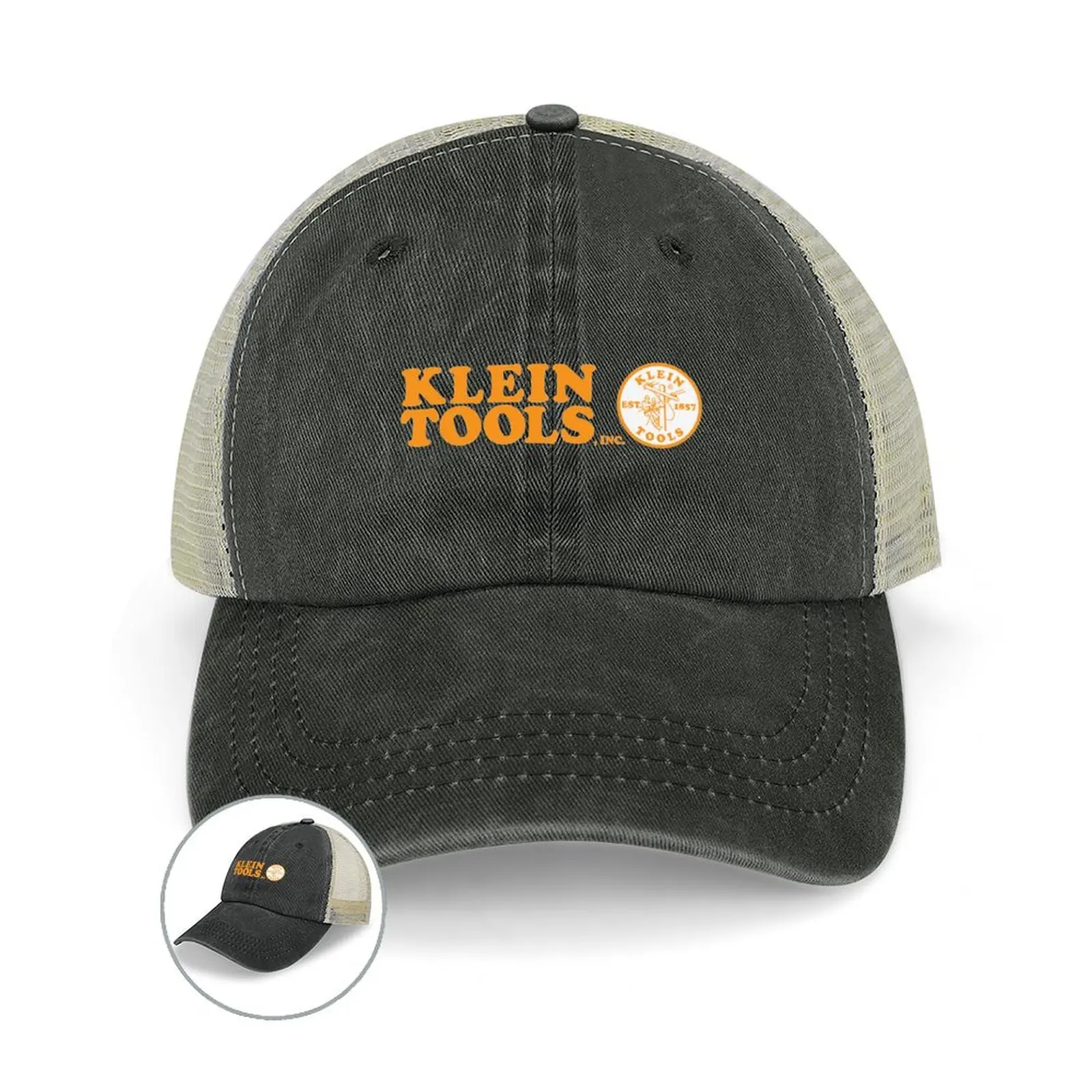 Klein Tools - Est . 1857 Logo (Orange) Cowboy Hat Golf Hat Man Hip Hop Hats For Women Men\'s