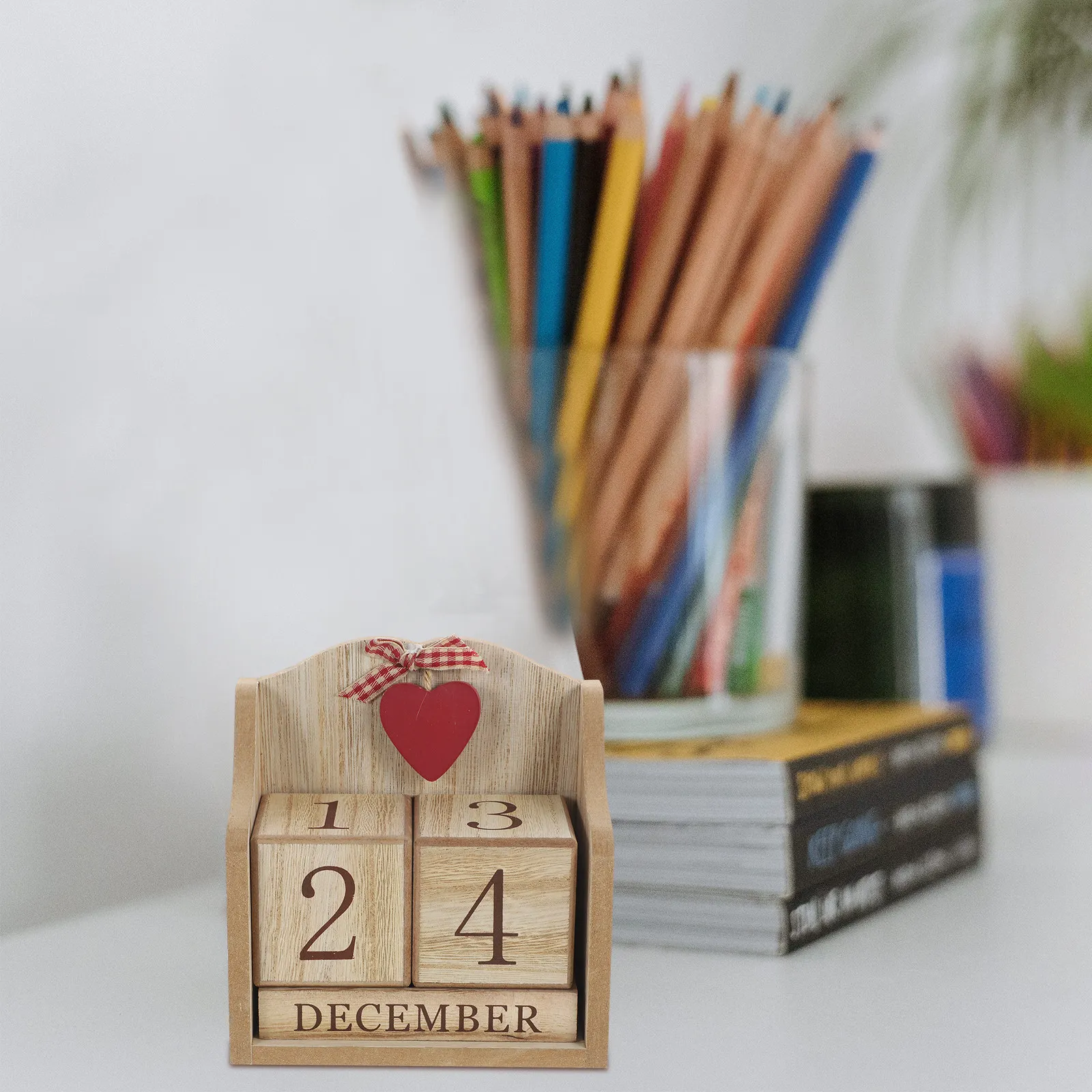 

Wood Block Desk Calendar Wooden Perpetual Date Manual Change Desktop Calendar Decorative Blocks for Office Home Table