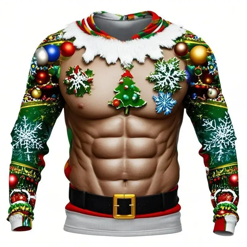 رجل عيد الميلاد تأثيري حلي رائعتين الأخضر شجرة عيد الميلاد الزي مجموعة احتفالية عطلة ملابس الحفلات لطيف عيد الميلاد الملابس في الأوراق المالية