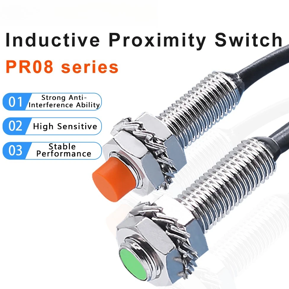 القرب التبديل الاستشعار PR08-2DN حثي المعادن نوع NPN PNP M8 أسطواني النفط المياه برهان مكافحة الغبار DC12-24V 3 أسلاك PR08 #1