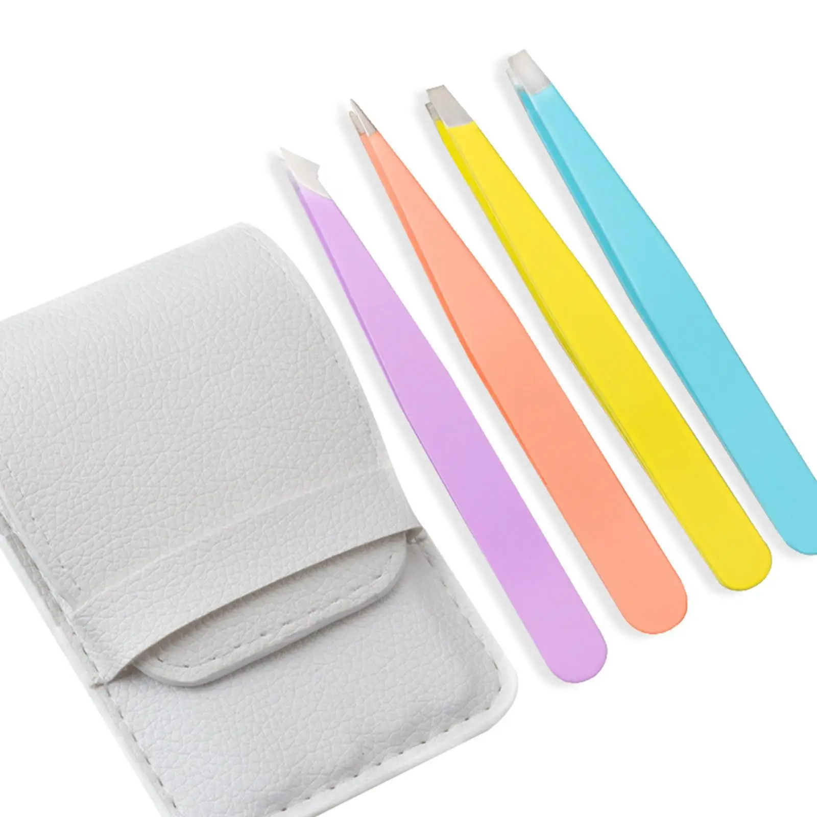 Precision Eyebrow Tweezer Set 4 in 1 Stainless Steel Pointed Slant Flat Tip Tweezers for Facial Hair Shaping False Eyelash