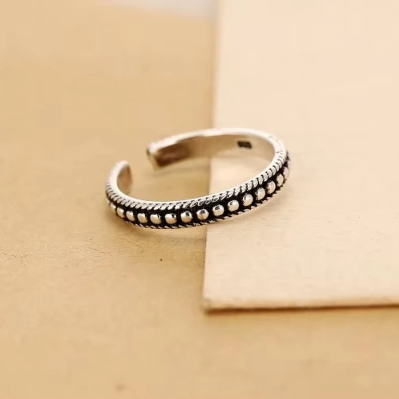 Retro Style 925 Sterling Silver G Open Rings For Women Vintage Jewelry Accessories