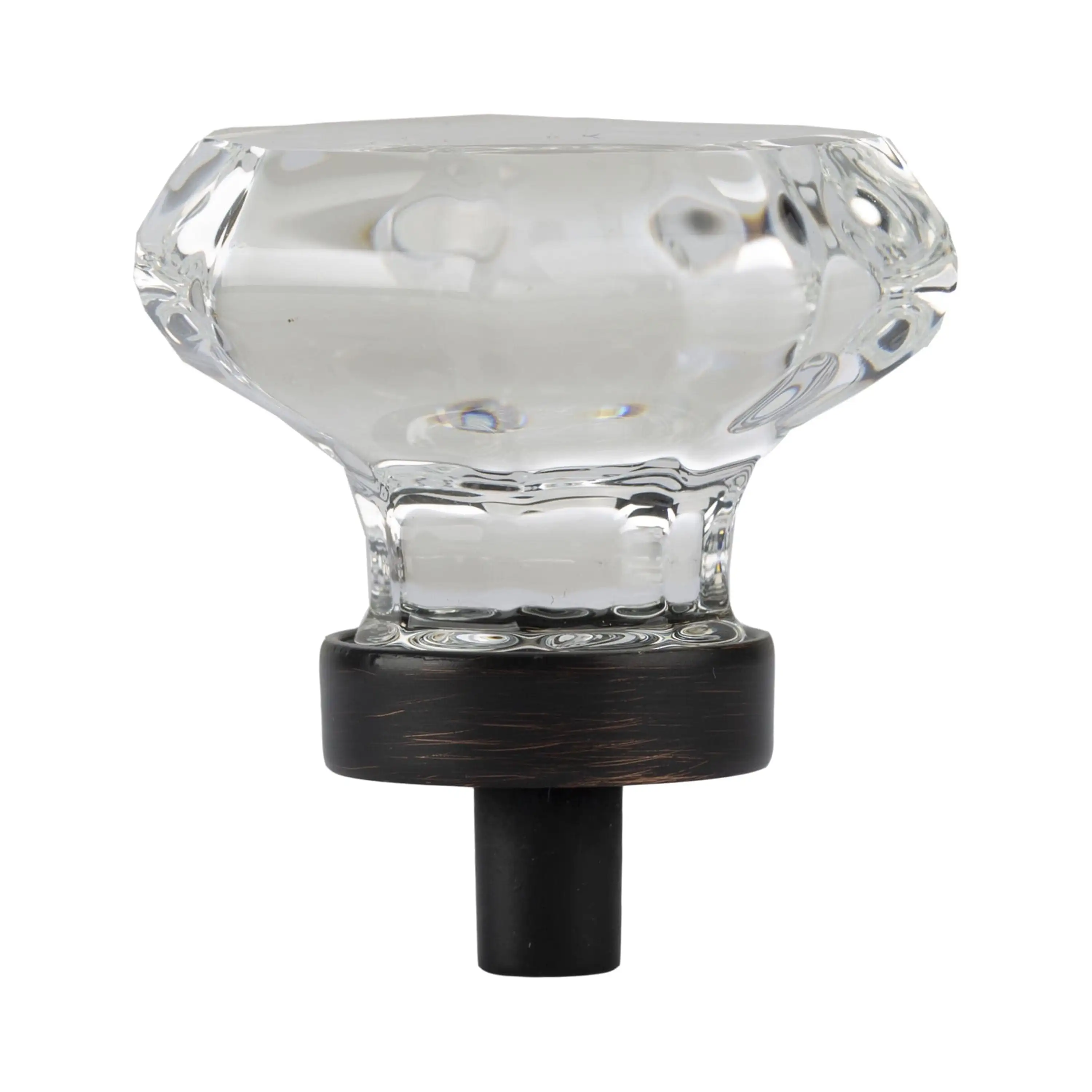 1-7/16 (36mm) Clear Glass Geometric Knob, Oil Rubbed Bronze, 10Pack