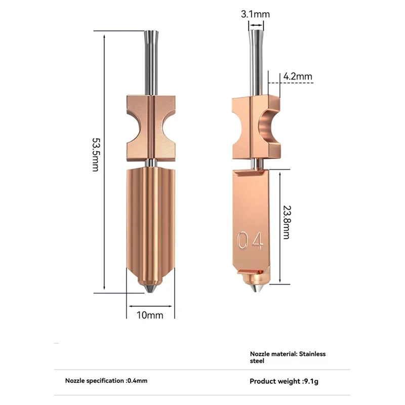 AT93-For Flashforge AD5X Upgraded 0.4Mm Stainless Steel Hotend Nofzzle 3D Printer Parts Accessory Set