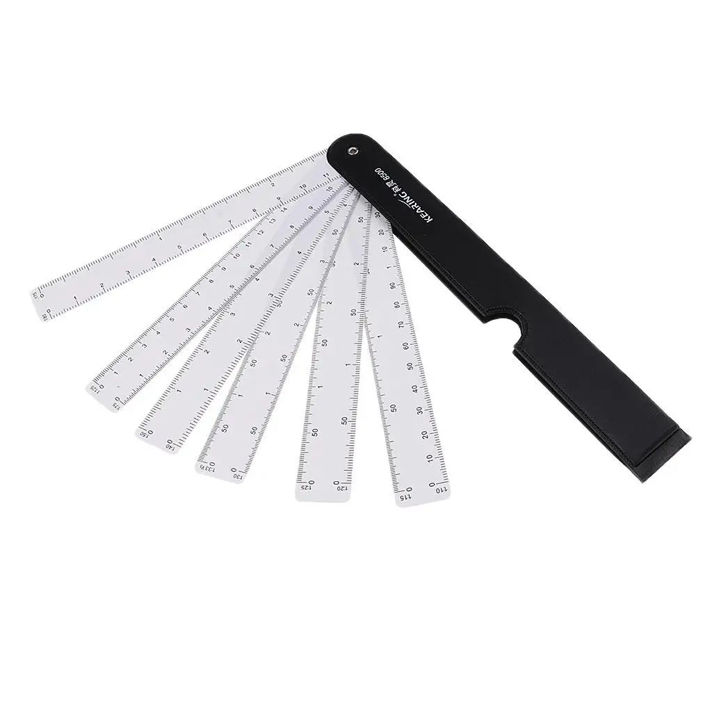 Multi Ratio Scale Rulers White Plastic Fan Shaped Measurement Set for Drawing Painting Drafting Projects