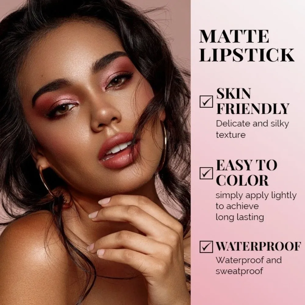 18pcs Soft Matte Finish Capsule Lipstick Set Non-Sticky Texture Long Lasting Lip Gloss Stick Travel Size Velvet Matte Lipstick