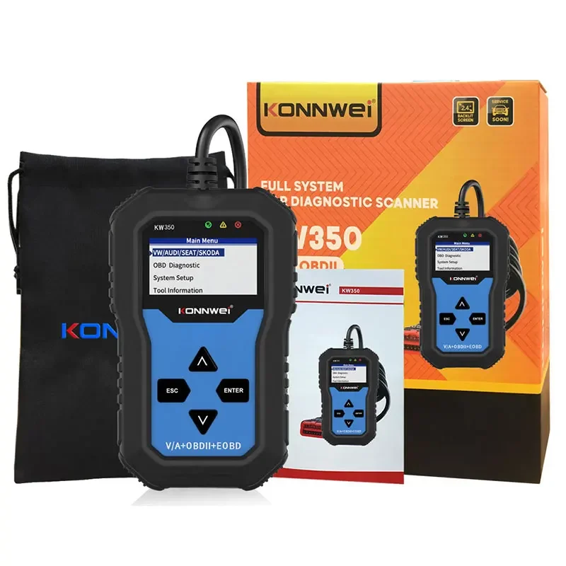 Best Quality KONNWEI KW350 OBD2 Car Code Reader Scanner For VAG Full System ABS Airbag Oil Light Reset EPB Auto Diagnostic Tools