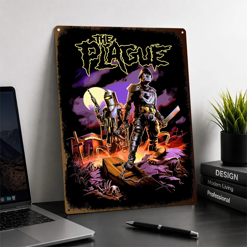 The Plague Post Apocalyptic Warriors Printed Poster Personalized Aluminum Metal Sign Dark Thriller Wall Art Ideal In Game Rooms