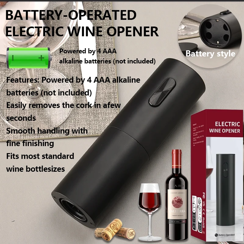 Automatic Electric Corkscrew Battery Bottle Opener One-Button Red Wine Bottle Openers Kitchen Bar Party Supplies