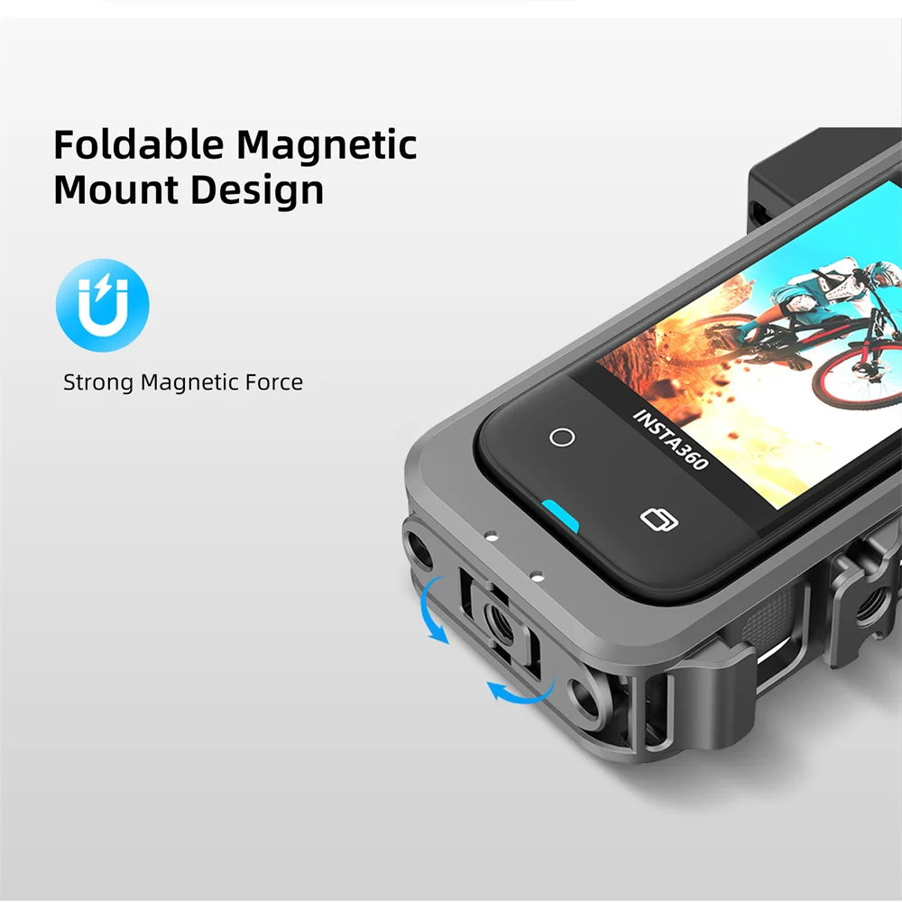 Магнитная металлическая рамка, кроличья клетка для Insta360 X4, защитный чехол с холодным башмаком, кронштейн 1/4, аксессуары для экшн-камеры