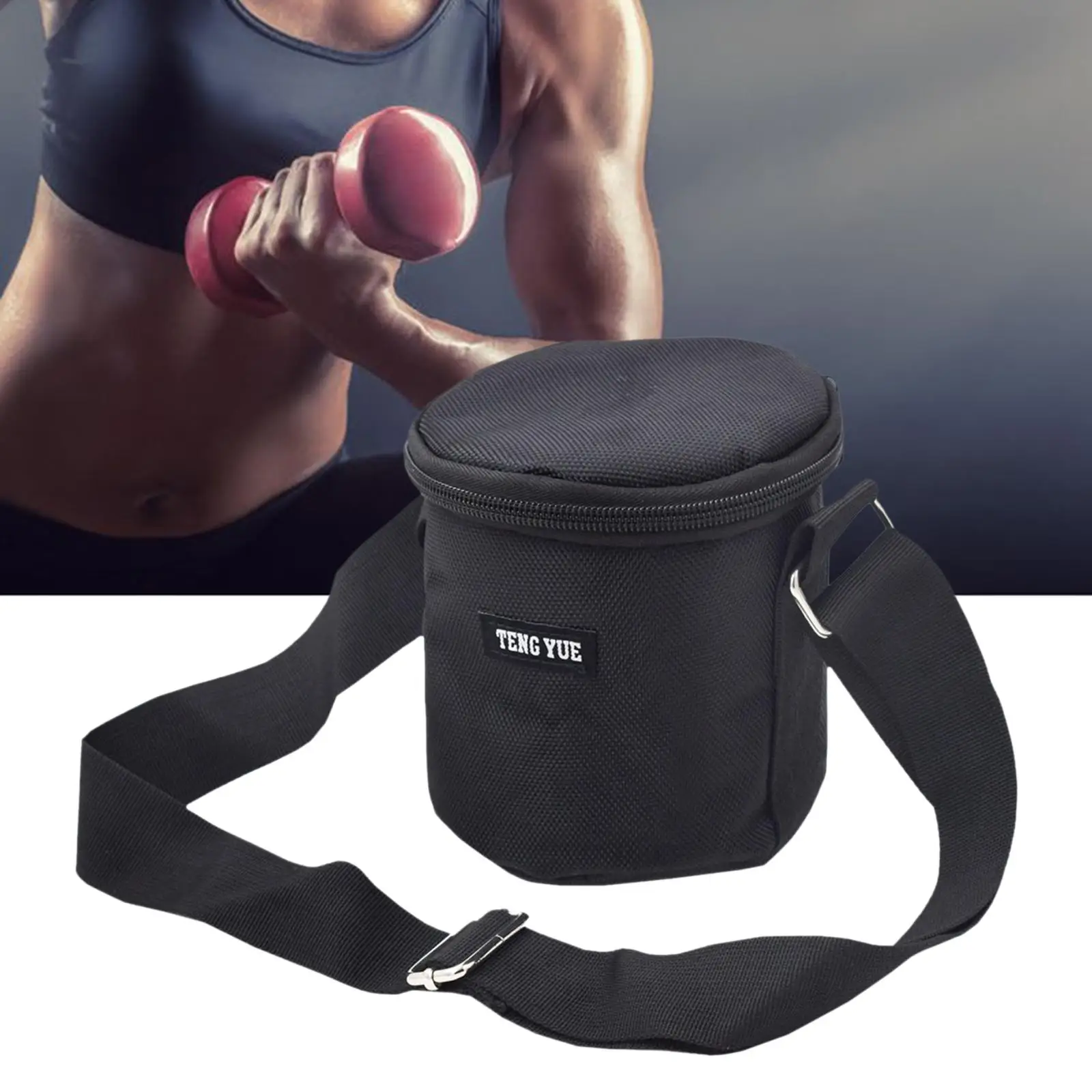 1680D Oxford Cloth Dumbbell Plates Bag Adjustable Strap Black Storage Bag