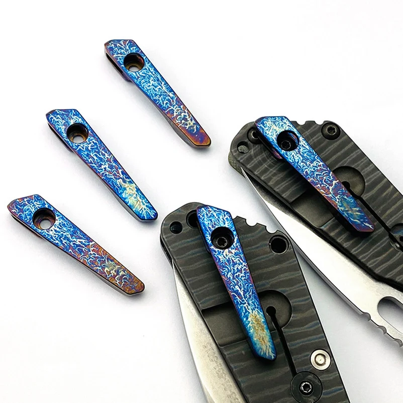 4 Colors Titanium Alloy Knife Fully Milled Pocket Clip For Genuine Strider SNG SMF Knives CNC Machined Back Clamp DIY Accessory