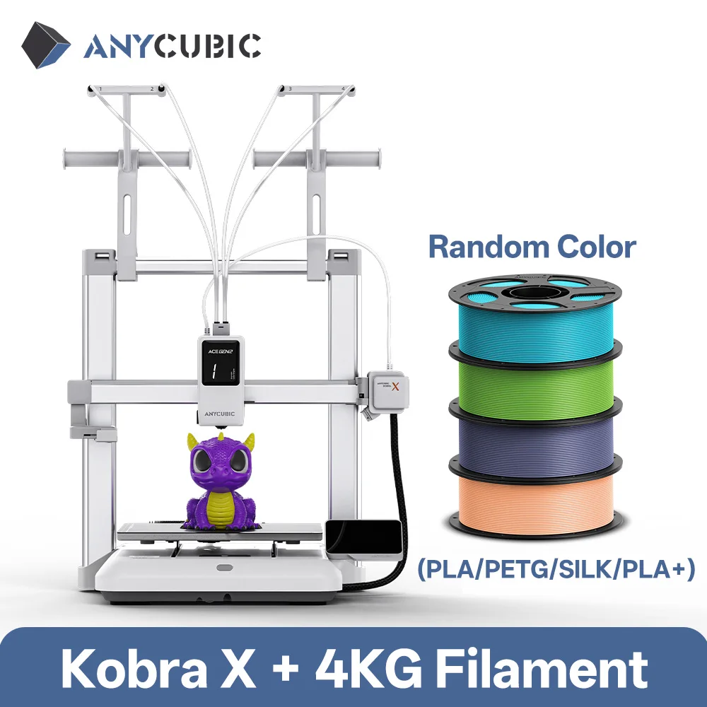 ANYCUBIC Kobra X 600mm/s Max. printsnelheid 3D-printer 2x besparing op tijd & materiaal Tot 19 kleuren printen AI detectie 3D-printer