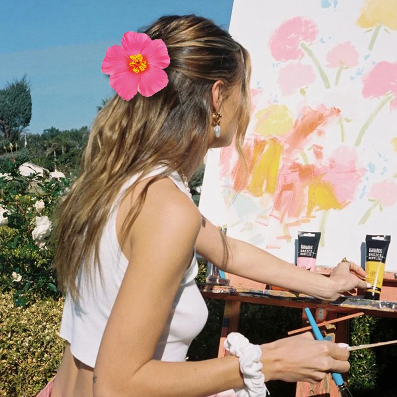 2/5 stücke Hawaiian Blume Haar Clip Sommer Strand Geburtstag Party Hochzeit Dekoration Mädchen Künstliche Ei Blumen Haarnadel Zubehör – Detail 2
