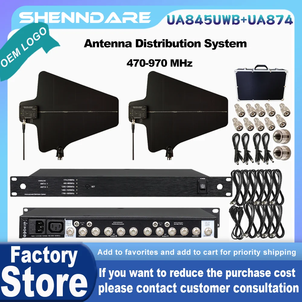 

Система распределения сигнала беспроводного микрофона ShennDare UA845/UA874, 10-канальный усилитель радиочастотного сигнала для антенн, система распределения сигнала для микрофонов 460-950 МГц.