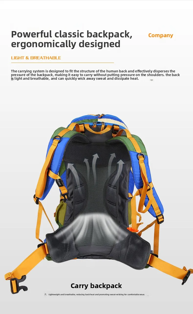 50L Wasserdichter Reiserucksack für Damen, Camping-, Wander-, Laptop-Tagesrucksack, Trekking- und Kletterrucksack für Herren, Wanderzubehör – Detail 13