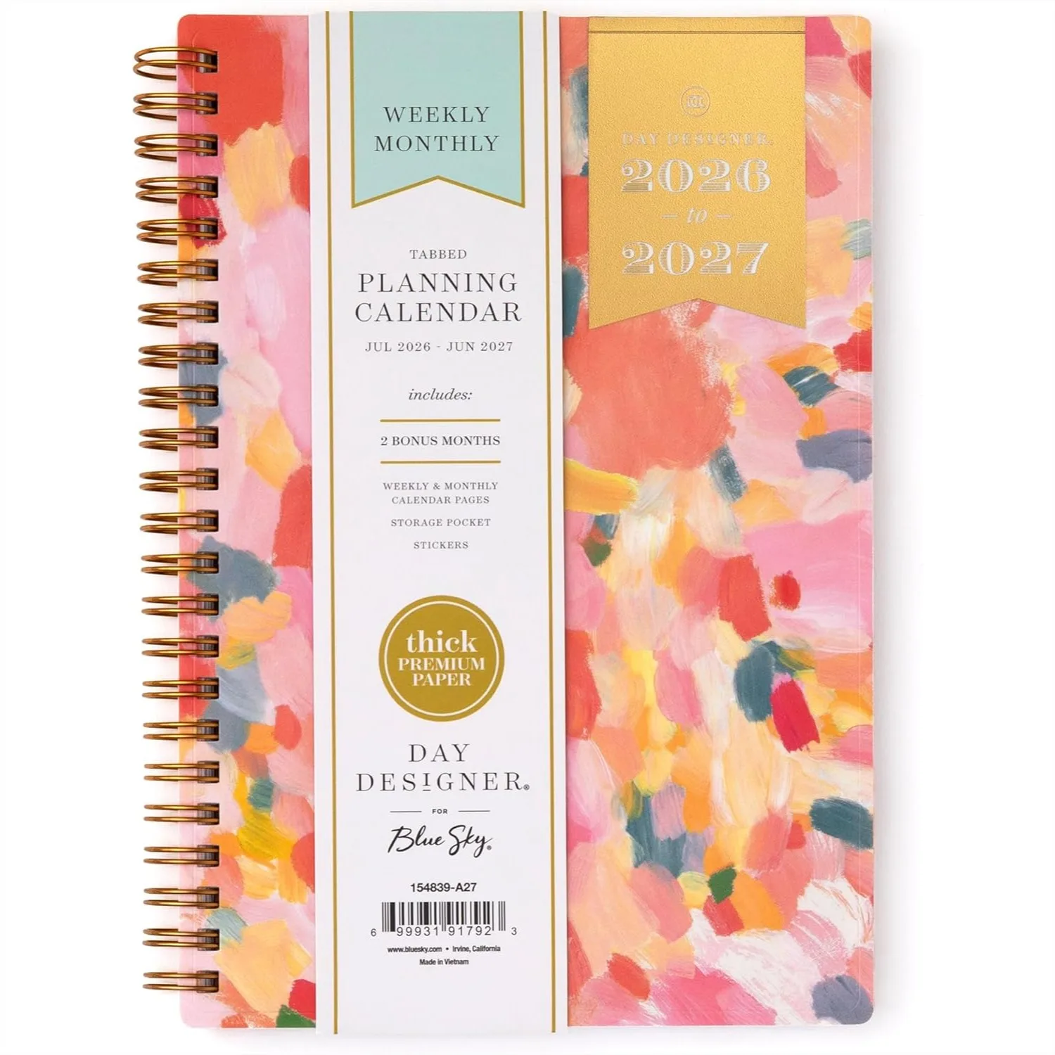 

Weekly Monthly Planner 2026-2027, July 2026 - June 2027, 5"x8", Wirebound, Flexible Cover, Storage Pocket with Stickers
