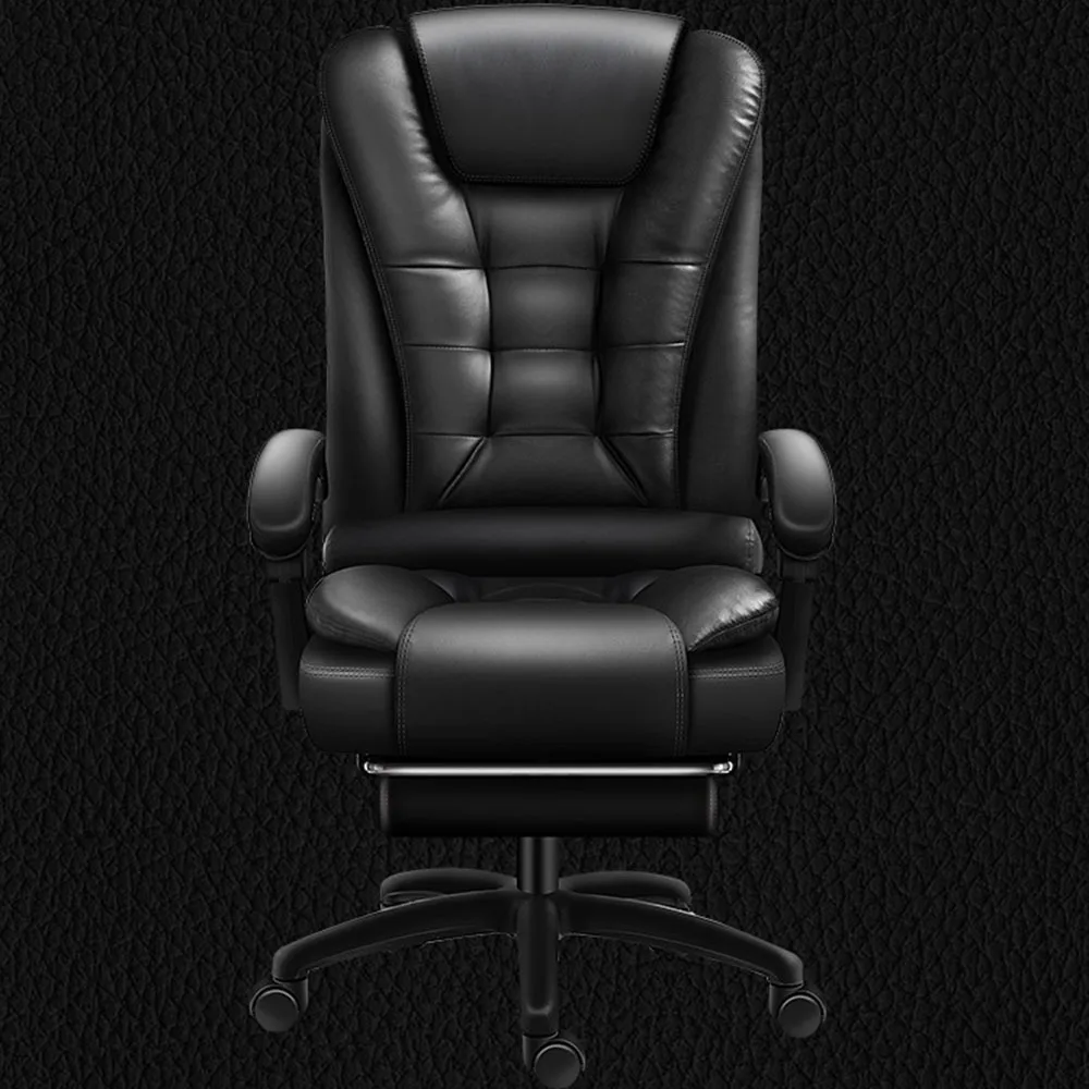 Rotatable Massage Office Chair High Back Latex Cushion 7 O\'Clock Leather Comfortable With Footrest Internet Cafe Gaming Stool