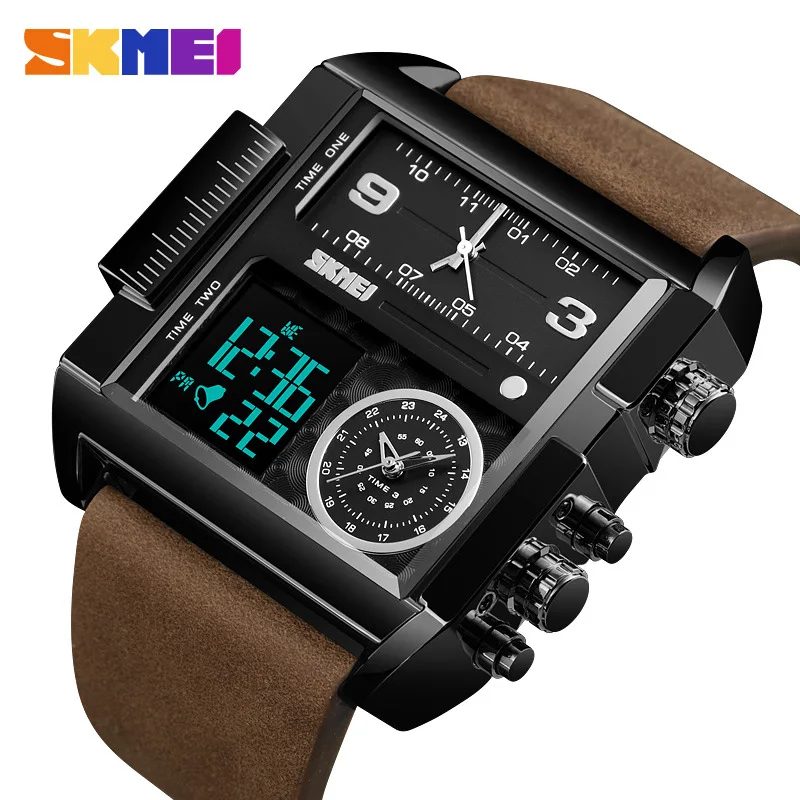 Skmei Square Dial Men's Watch Business Electronic Watch Multi-Function Belt Waterproof Sports Men's Watch