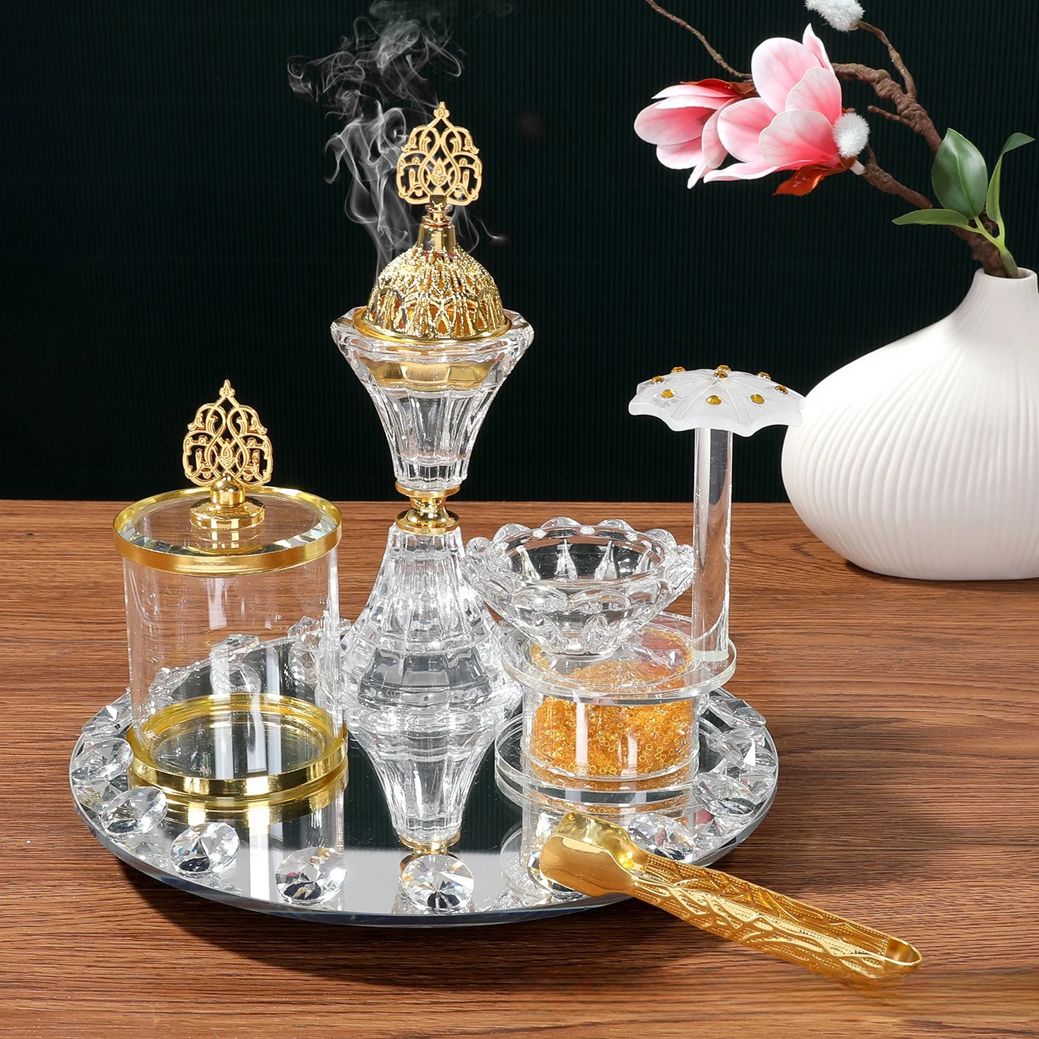 

Arabian Metal Crystal Incense Burner, Middle East, Home Decor Ornament, Table Decor, Hot Selling