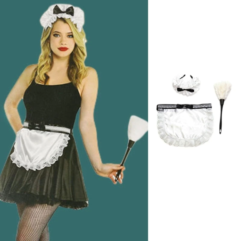 Anime Maid Costumi Cosplay Grembiule Piuma Spolverino Fascia per Halloween Cosplay Dropsale