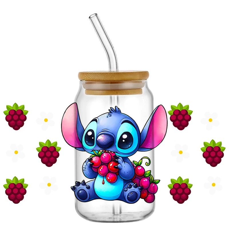 popular Fruit-themed Mischief Maker Cartoon Pattern UV DTF Sticker Waterproof Transfers Decals For 16oz Glass Cup Wrap Stickers