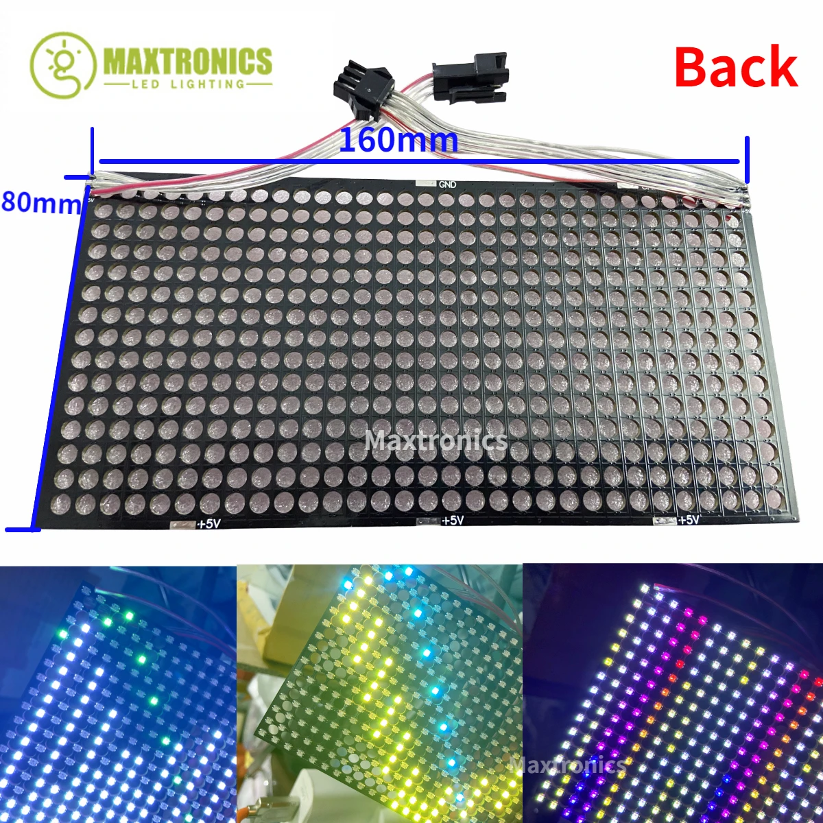 Panel de pantalla LED WS2812 RGB programable, matriz de puntos de 5V a todo Color, 16x32, 80x160mm, Protocolo SPI, 2020 cuentas LED para decoración