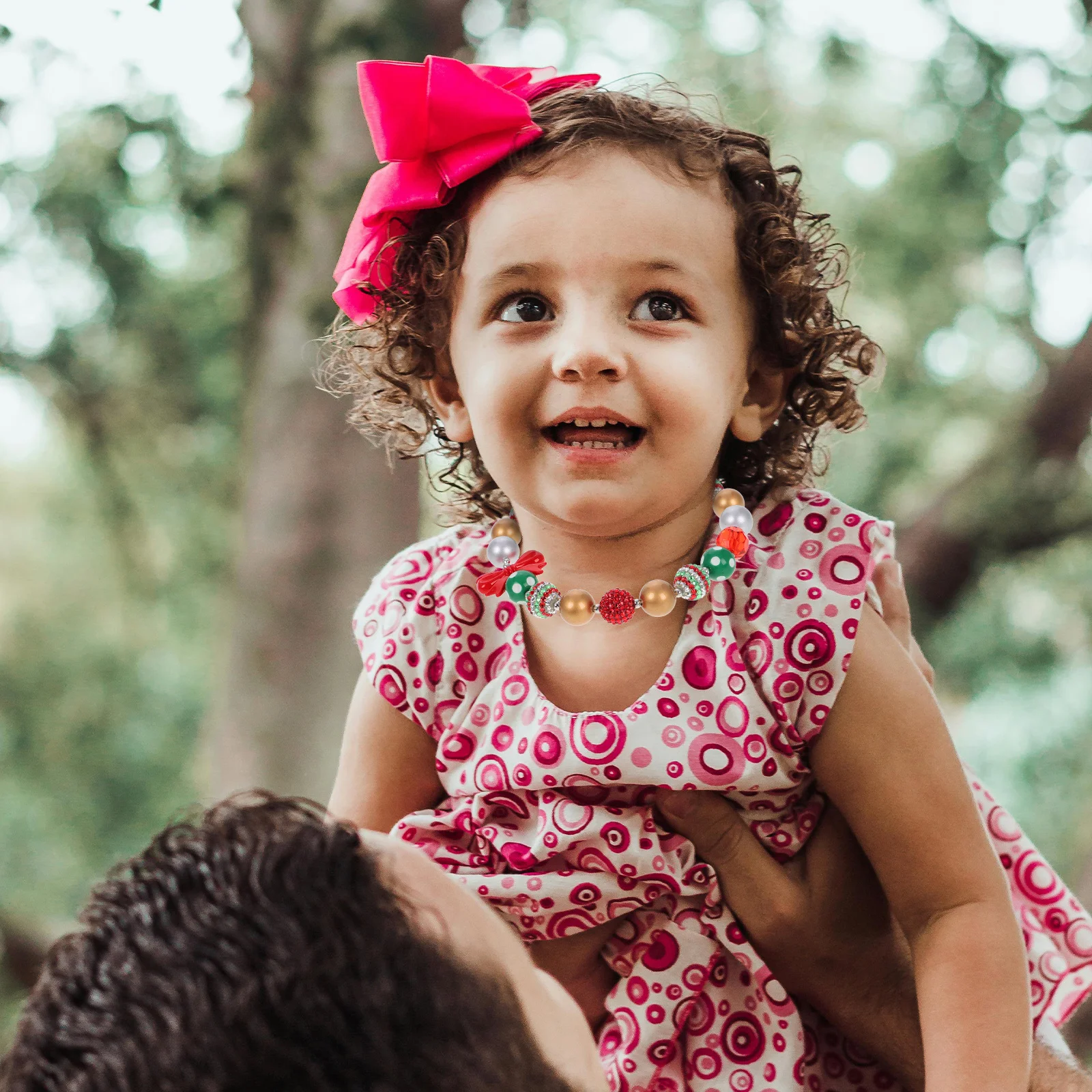 

Beaded Necklace Kids Christmas Resin Colorful Handcrafted Girls Jewelry Lightweight Choker Decorative Children Necklace