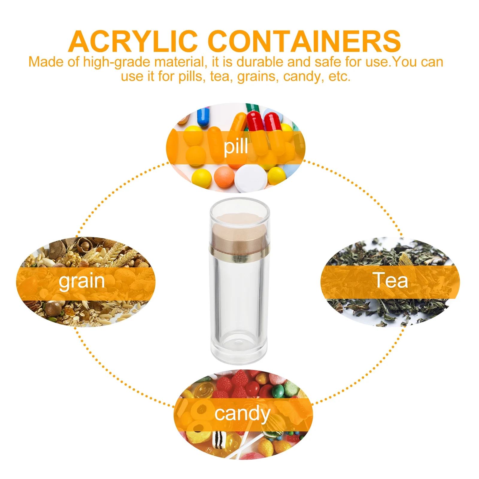 

10Pcs Acrylic Jars Transparent Storage Containers Healthy Safe Food Pills Organizer Kitchen Home Acrylic Jar