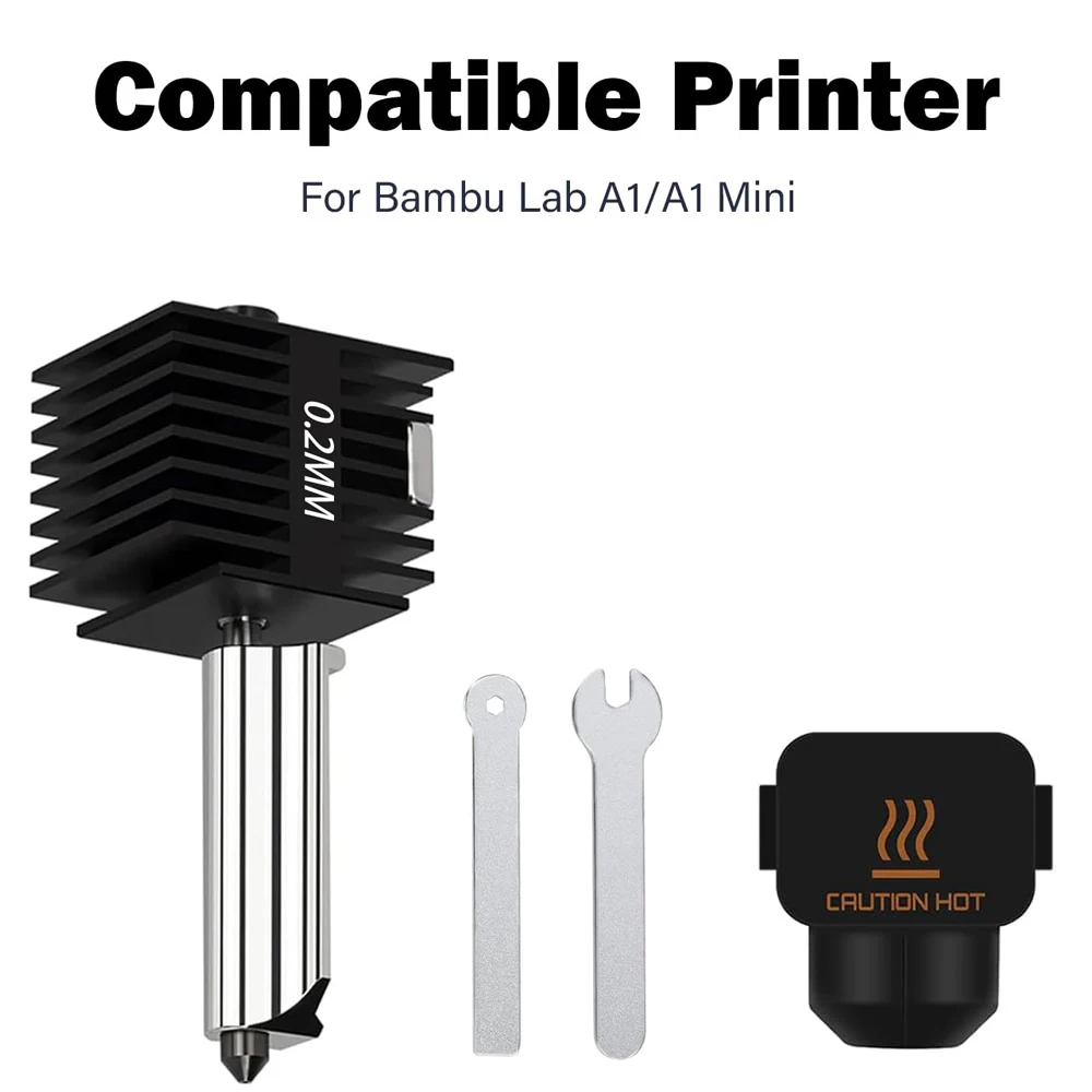 

A1 Mini/A1 Hotend Print Head Hot End Kit Extruder Upgrade High-Temperature Hardened Steel Nozzle Silicone Cover With Wrench