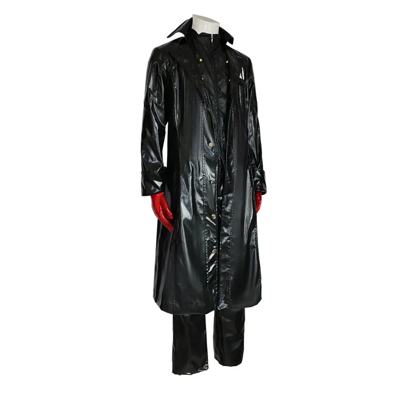 Game HOLOUN P5 Amamiya Ren New Cosplay Costume Wig Joker Faux Leather Coat Pants Vest Gloves Daily Wear Cos Convention Rose Net
