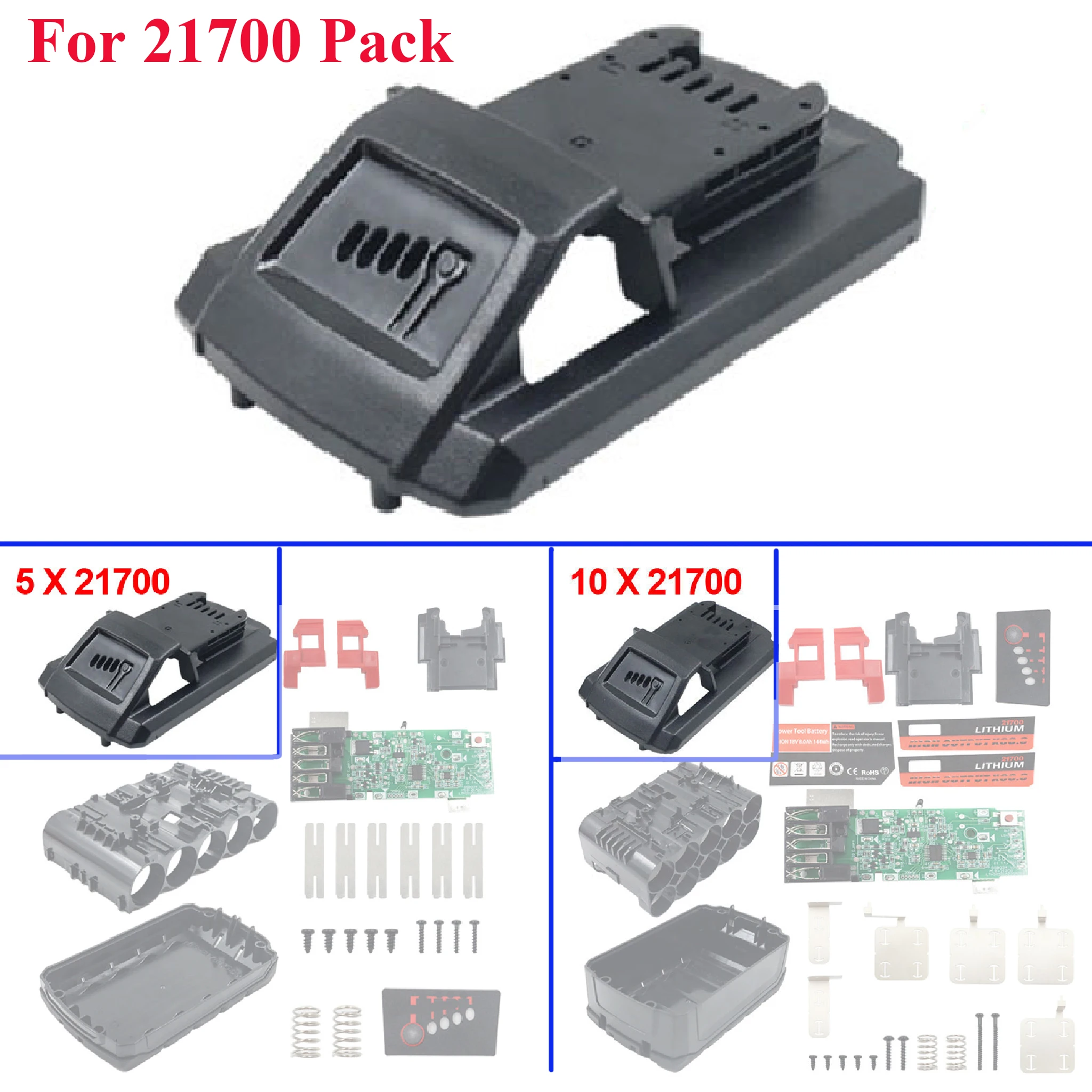 For M18 High Output 21700 Li-ion Battery Plastic Case Top Shell Box For Milwaukee 18V Lithium Batteries 48-11-1865 / 1880 / 1812