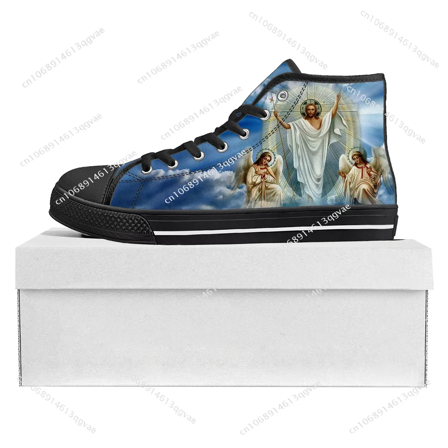 Angel Art Print High Top High Quality Sneakers Mens Womens Teenager Canvas Sneaker Christian Vintage Angels Casual Couple Shoes - view 2
