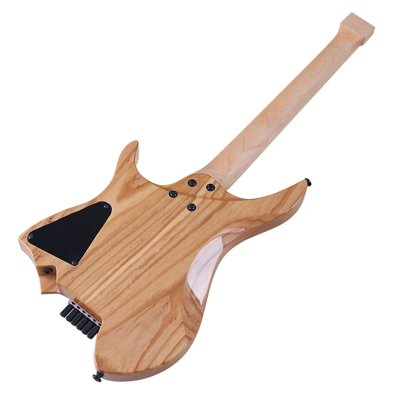 Flame Maple Top 6 Strings Headless Electric Guitar 30 Inch Headless Guitar High Glossy Guitarra Solid Okoume Wood