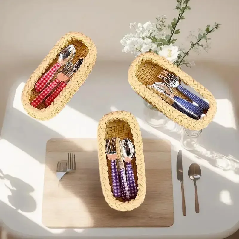 3-set poppenhuis miniatuur keuken speelgoed geruite legering vork en lepel driedelige set model home decor kind spelen speelgoed ornamenten geschenken