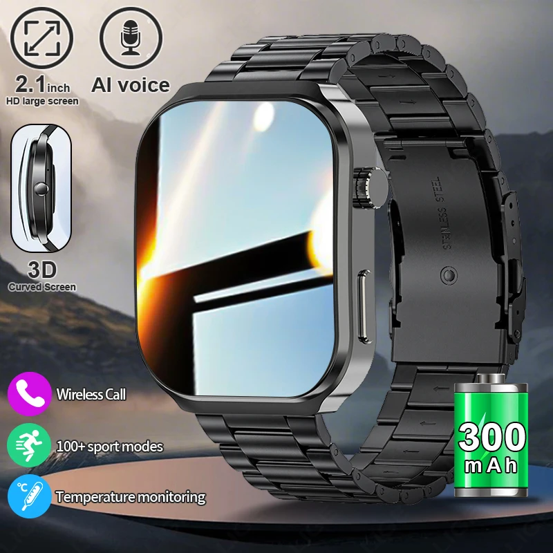 

LIGE Мужские умные часы Menopause Test Фитнес-отслеживание Смарт-браслет Голосовой помощник Мониторинг сердечного ритма сна Спортивные умные часы