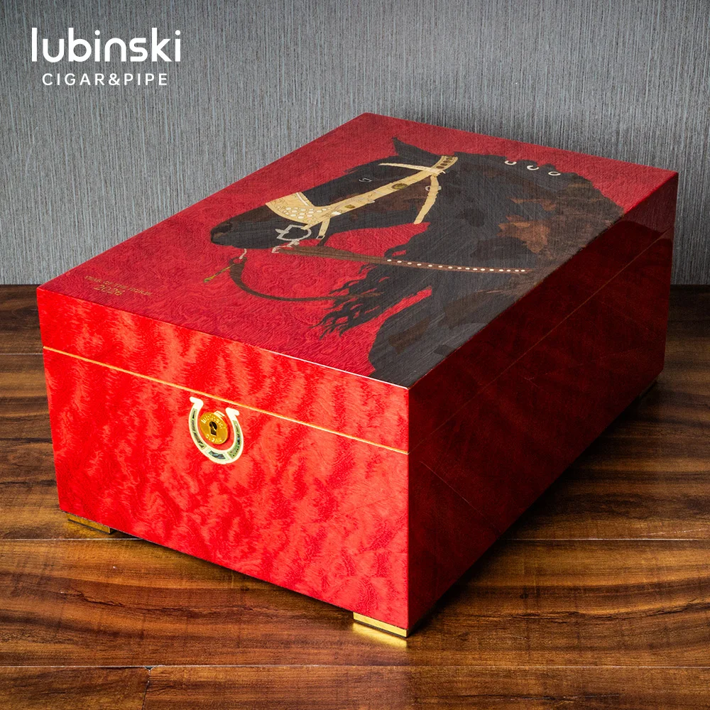 2026 Year Of The Horse Limited Edition Cigar Humidor Box With Natural Cedar Wood Control Lubinski Handmade Luxury