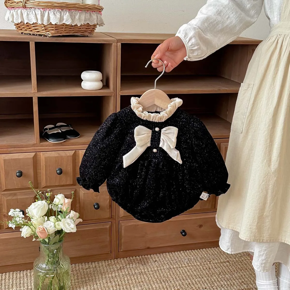 

Детский комбинезон для девочек на весну-осень, новый стиль, с бантом, треугольная сумочка, милый дизайн