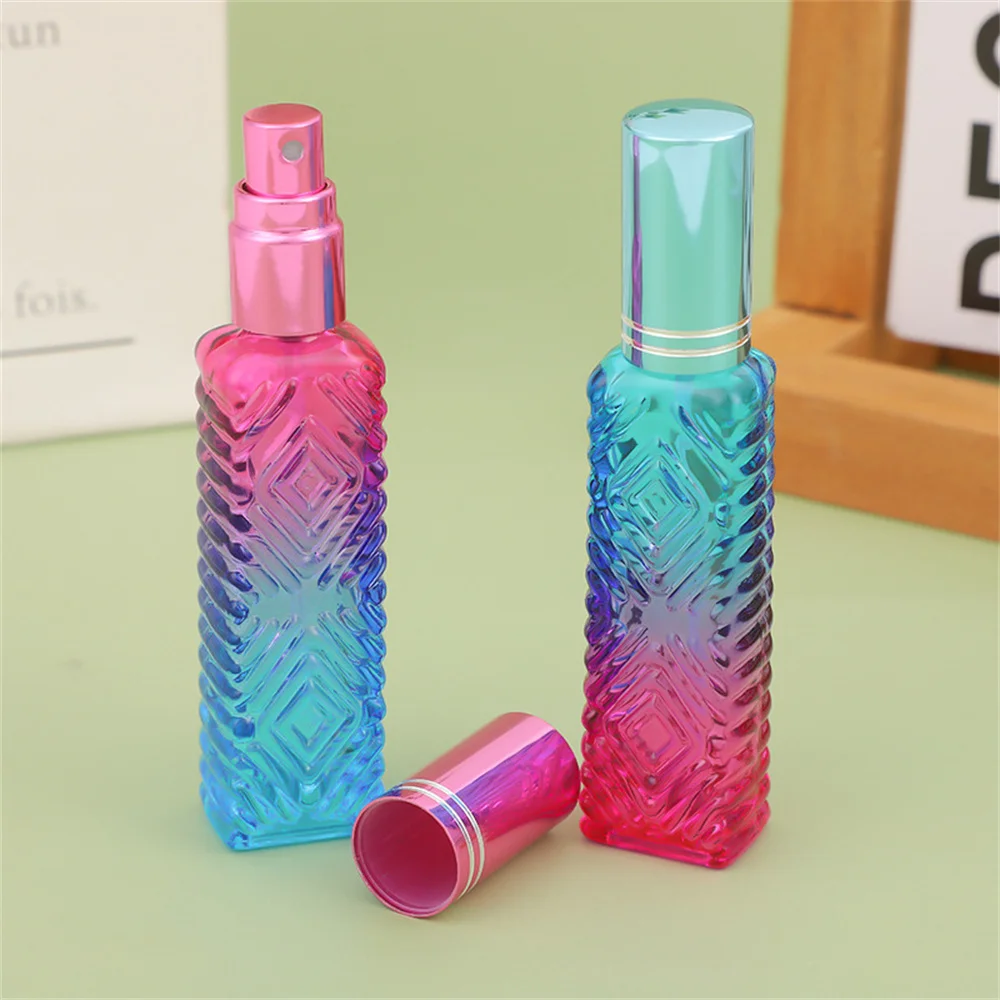 15ml Gradient Colored Glass Perfume Dispenser Bottle Empty Spray Refillable Atomizer Sample Vials Cosmetic Containers for Travel