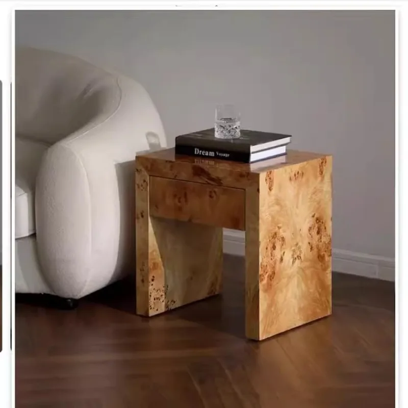 

French living room, sofa corner, minimalist bedside table, natural silk tree tumor, bedroom storage