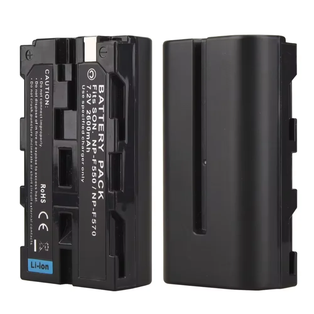 NP-F550 NP-F570 7.2V 2600mAh Camera Battery Kit Equipped LCD Dual Charger Fit Sony NP-F Series Video Camcorders High Capacity