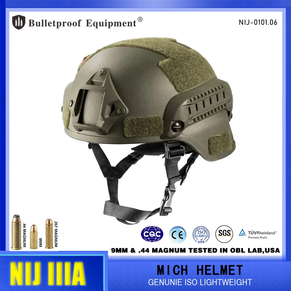 Big Sales 40% ISO Lightweight Ballistic ACH High Cut Tactical NIJ IIIA MICH Bulletproof Helmet PE Core Helmet Safety