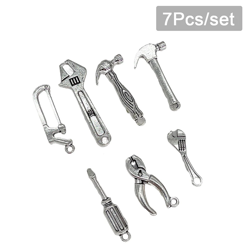 7Pcs 1:12 Dollhouse Miniature Repair Tool Screwdriver Hammer Wrench Model For Doll House Decor Accessories Kids Pretend Play Toy