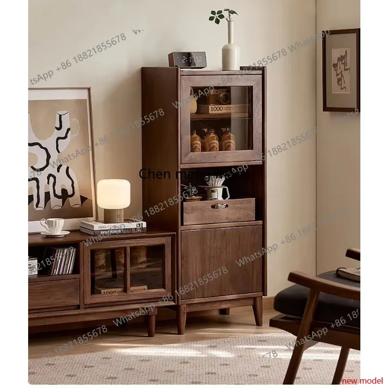 North American Wine Cabinet Black Walnut Durable Ornaments Wine Cabinet Nordic Simple Artist Bar Furniture