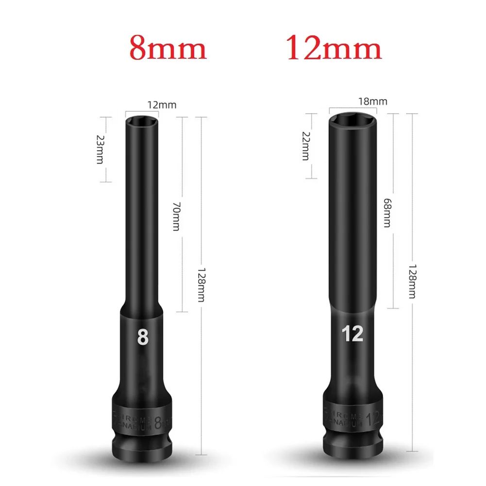 Hex Socket Head Adapter Converter Set 12 Drive for Socket Wrench with Thin Wall Sleeve Design and 128mm Length