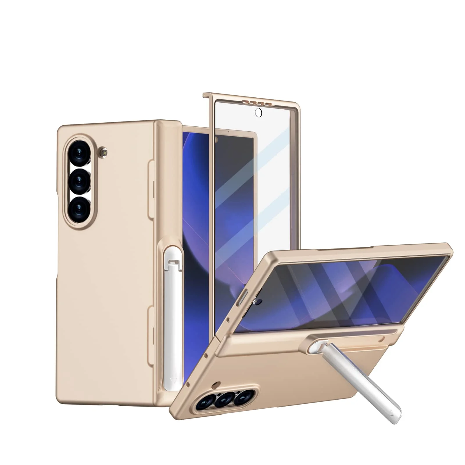 

Designed for Samsung Galaxy Z Fold 6 Case,Built-in Screen Protector Hinge Protection Kickstand Full Body Protective Phone Case