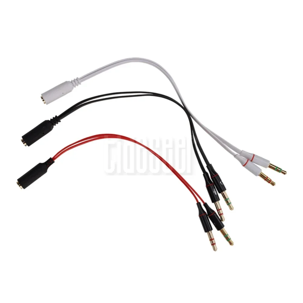 100pcs Headphone Audio Extension Cord Line For Computer 3.5mm Female To 2 Male Mic Y Splitter Headset to PC Adapter Aux Cable