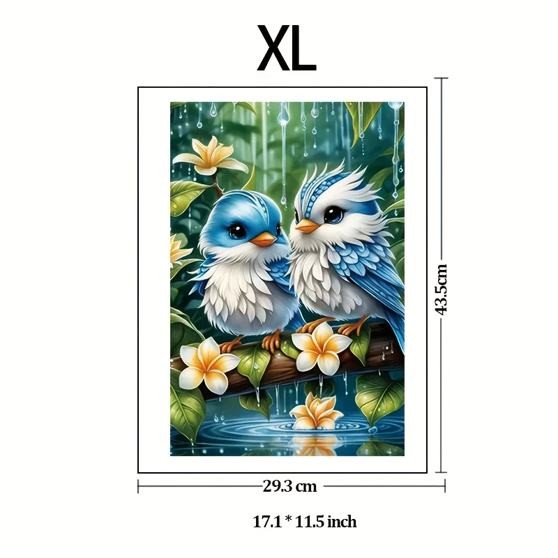 5A Challenger Difficulty Wooden Jigsaw Puzzle - Two Blue Birds in Enchanted Rainforest with Flowers & Butterflies, Irregular-S