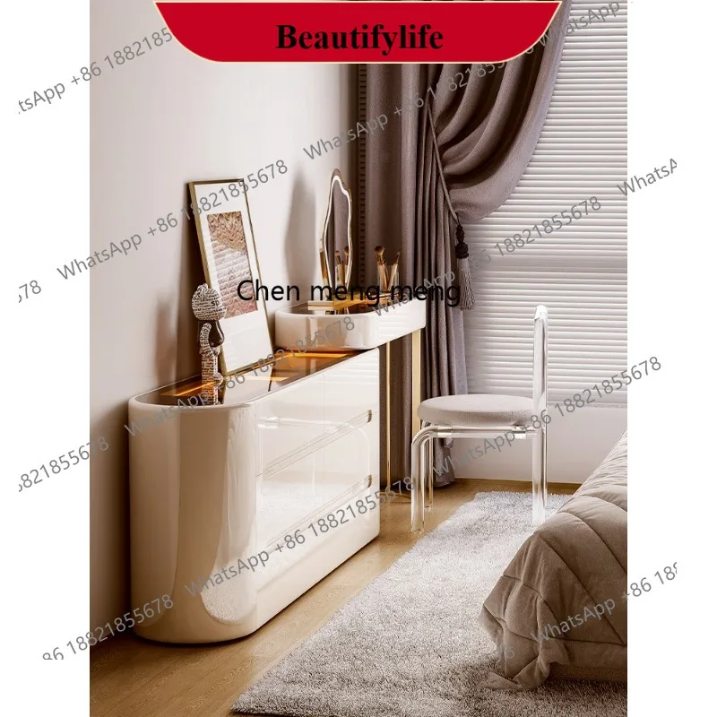 

Dresser, chest of drawers, integrated French cream style, light luxury, high-end sense, bedroom, bedside cabinet, makeup table